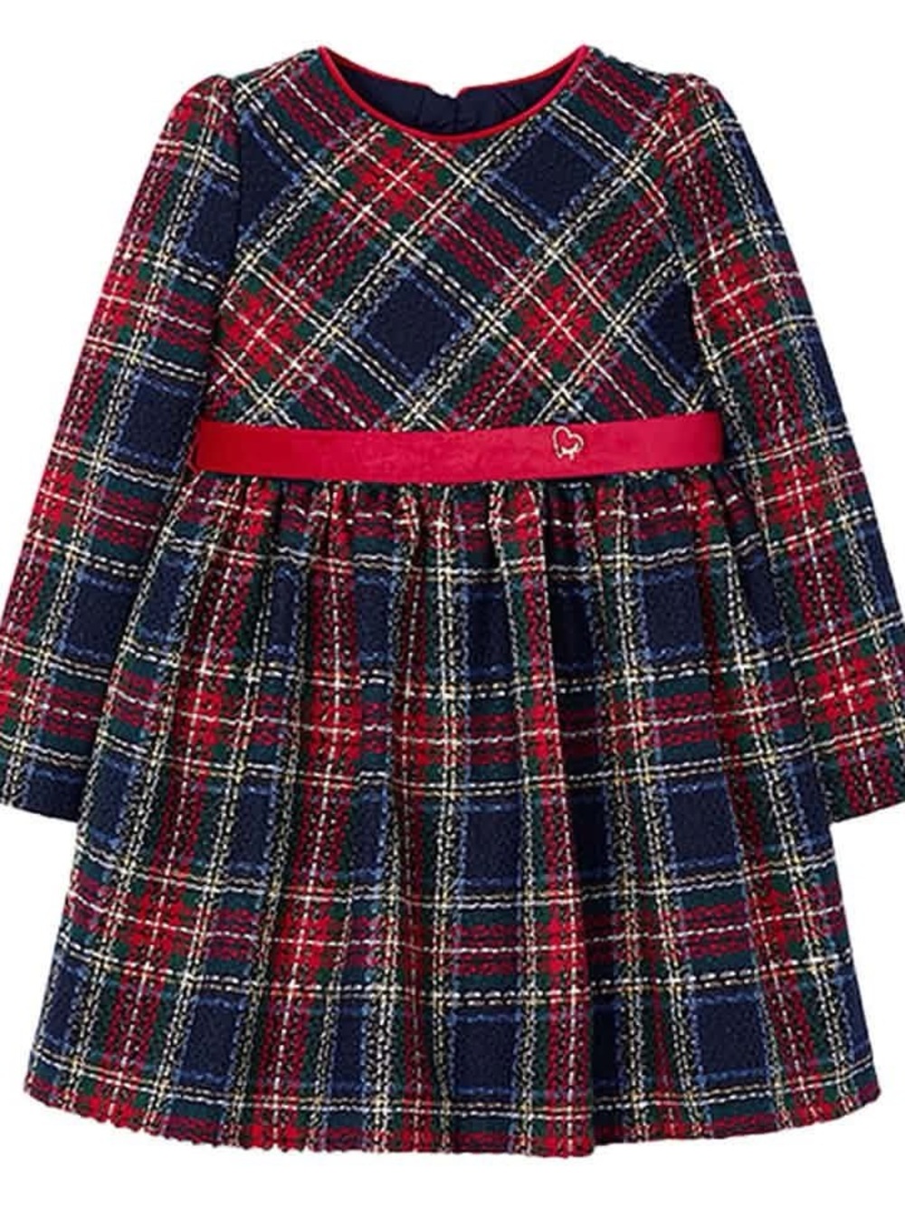 Mayoral Navy and Red Plaid Long-Sleeve Dress